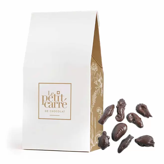 SACHET FRITURE AU CHOCOLAT PERSONNALISABLE 50G BIO 'MIAM' - noir