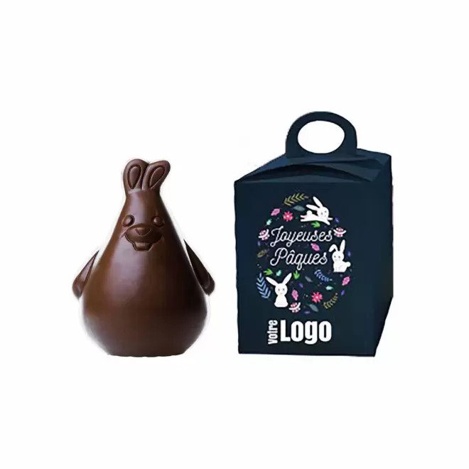 MOULAGE EN CHOCOLAT BIO NOIR OU AU LAIT PERSONNALISÉ LPCC® 'CHOCO' - lapin chocolat noir