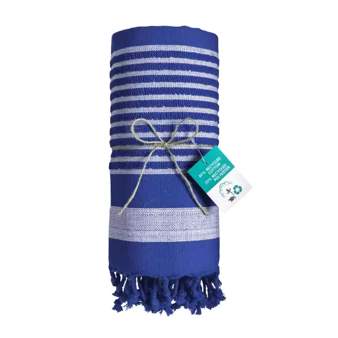 SERVIETTE DE PLAGE PERSONNALISÉE FOUTA 'HORTENSE 350 RECYCLE' - bleu royal