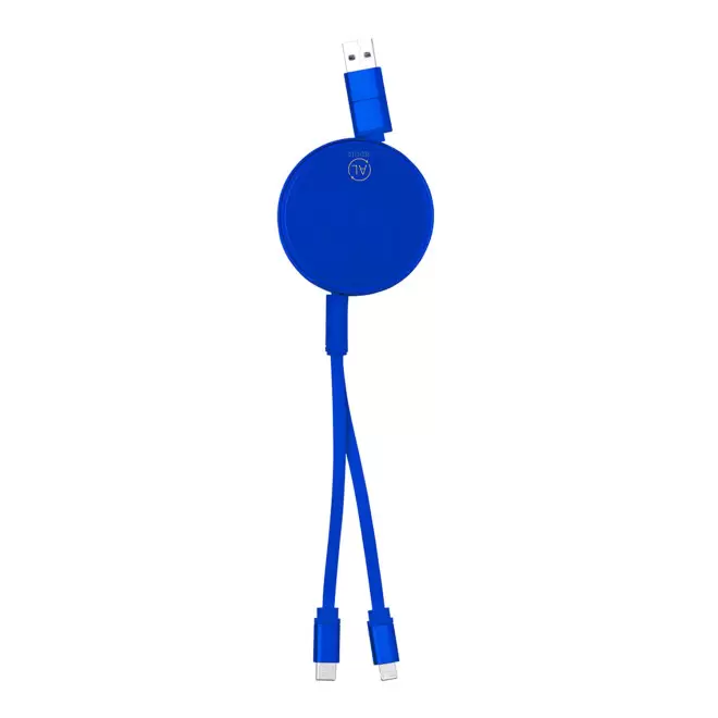 CABLE MULTIFONCTIONS PERSONNALISABLE 'ONTARIO ENROULEUR ALU RECYCLE' - bleu