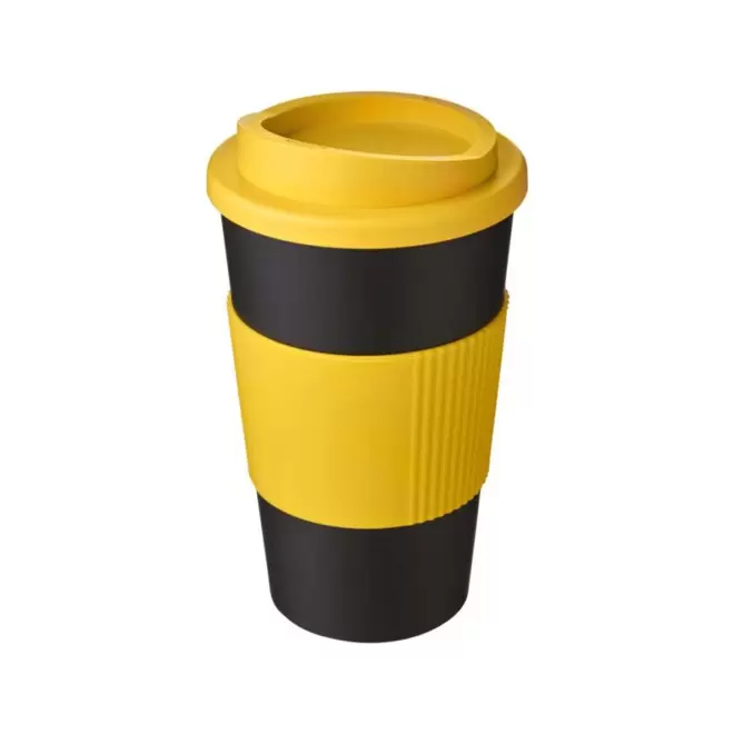 GOBELET ISOTHERME AMERICANO® PERSONNALISABLE 'IBON BANDEAU' - jaune/noir