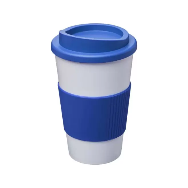 GOBELET ISOTHERME AMERICANO® PERSONNALISABLE 'IBON BANDEAU' - bleu clair/blanc