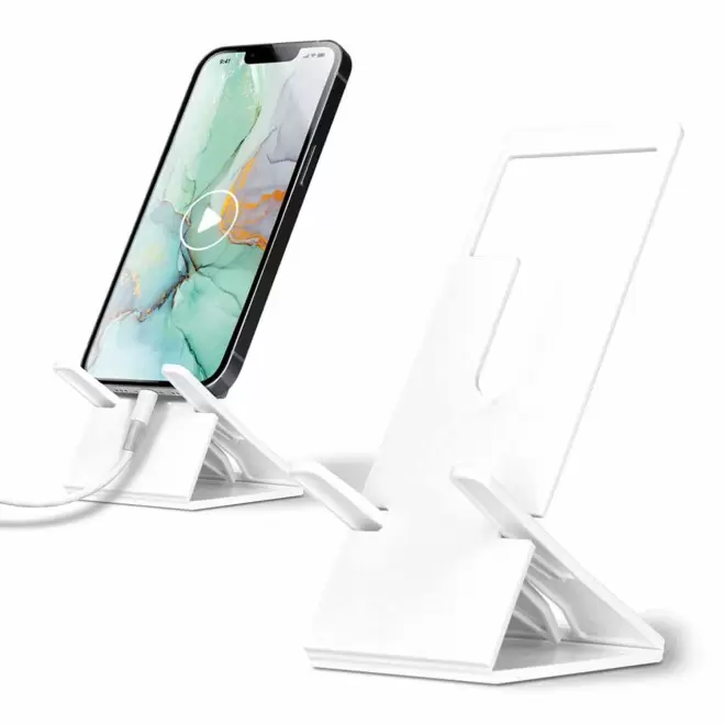 SUPPORT TELEPHONE REPLIABLE PERSONNALISABLE 'PAUSA' - blanc