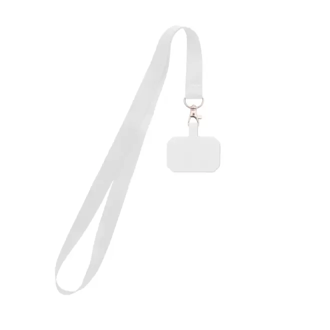TOUR DE COU TELEPHONE RPET PERSONNALISABLE MIE 'WARNA' - blanc