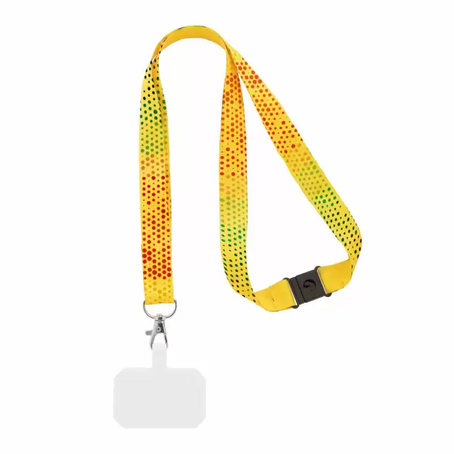 TOUR DE COU TELEPHONE RPET PERSONNALISABLE MIE 'BASICLAN CLIP SUBLI' - blanc