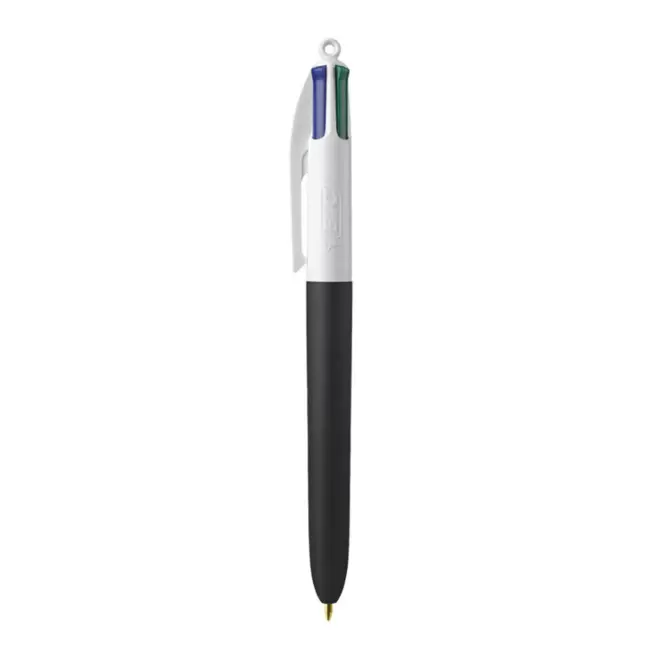 RAPIDE 4J - STYLO BIC® 4 COULEURS PERSONNALISÉ 'SOFT STYLE' - blanc/noir