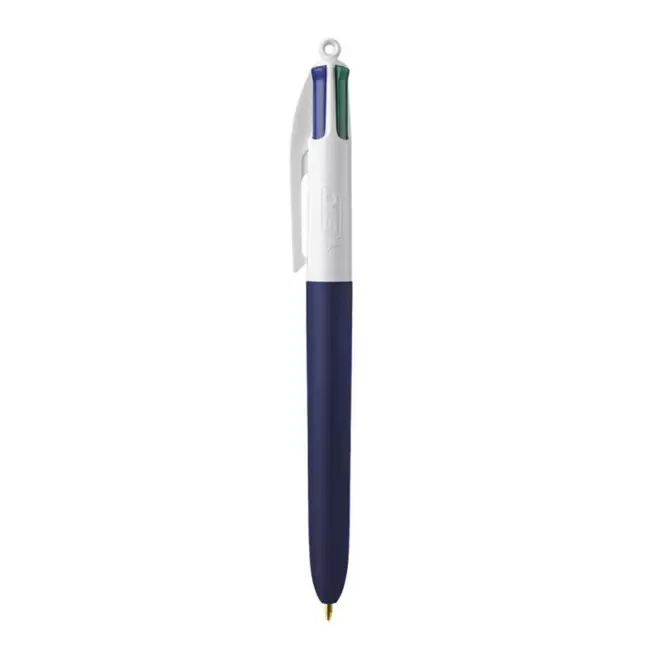 RAPIDE 4J - STYLO BIC® 4 COULEURS PERSONNALISÉ 'SOFT STYLE' - blanc/bleu