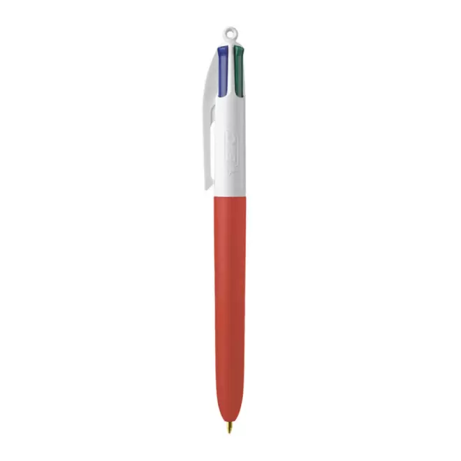 RAPIDE 4J - STYLO BIC® 4 COULEURS PERSONNALISÉ 'SOFT STYLE' - blanc/rouge