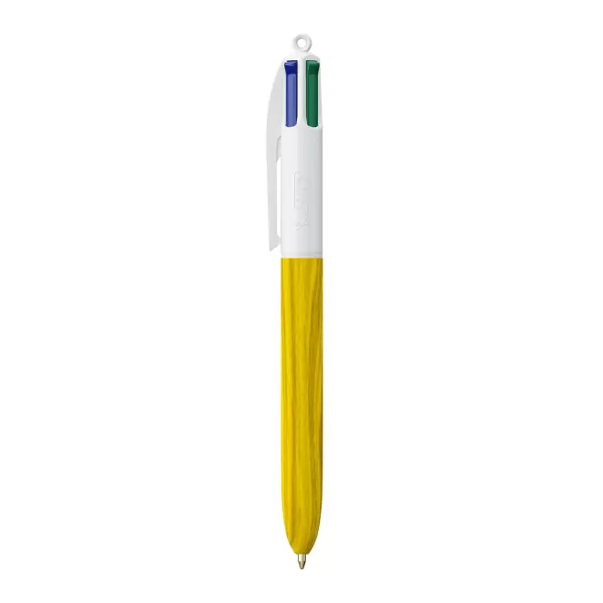 EXPRESS 72H - STYLO BIC® 4 COULEURS 'WOOD STYLE' - blanc/jaune