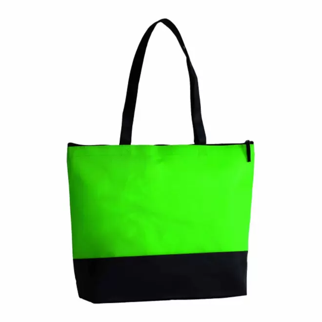 SAC SHOPPING PUBLICITAIRE BICOLORE ANSES LONGUES 'LUPITA' 100 GR/M² - vert