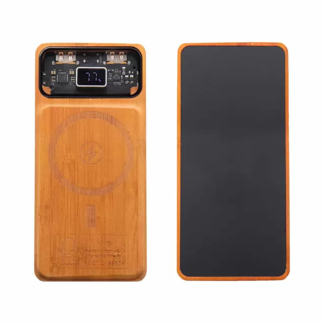 POWERBANK MAGSAFE BAMBOU 10000MAH PERSONNALISABLE 'ALBERO' - noir/bois
