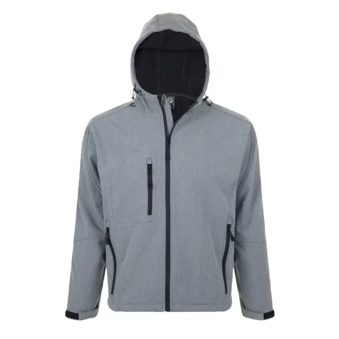 VESTE SOFTSHELL A CAPUCHE HOMME 'REPLAY ' 340 GR/M² - gris chiné