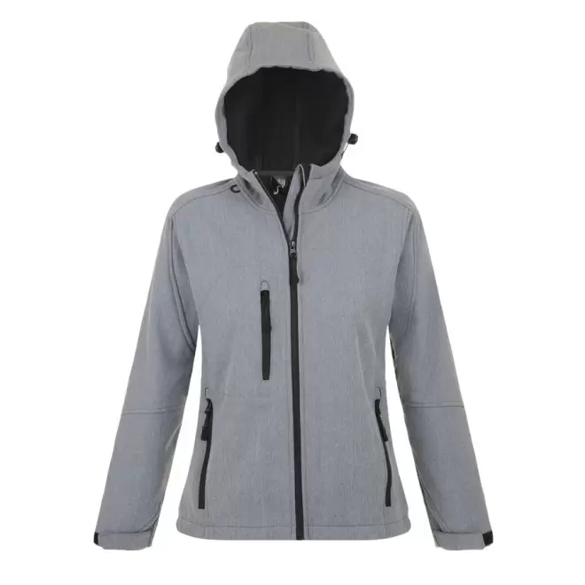 VESTE SOFTSHELL A CAPUCHE FEMME 'REPLAY' 340 GR/M² - gris chiné