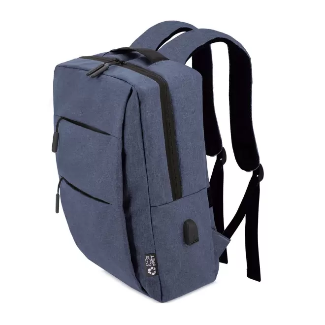 SAC A DOS PERSONNALISABLE POUR ORDINATEUR 'OGLIO CONNECT' - bleu chiné