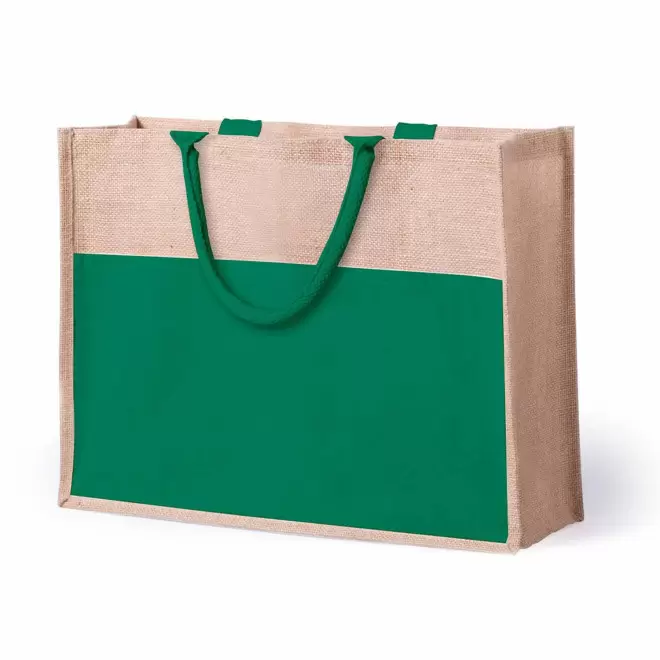 SAC EN JUTE ET TOILE PERSONNALISABLE 'FIORA' - vert