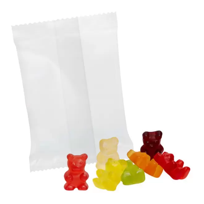 LOT DE 100 SACHETS BONBONS GOMME DE FRUITS PERSONNALISABLE 'WINNY XXL' - transparent