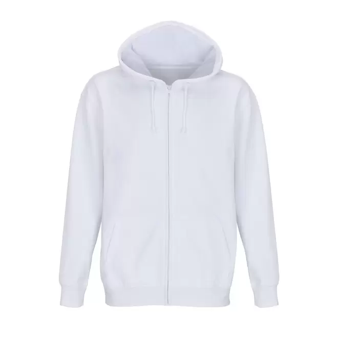 SWEAT ZIPPE PERSONNALISABLE CAPUCHE MIXTE 'CARTER' - blanc