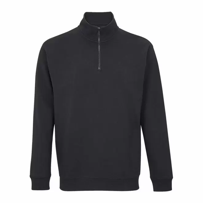 SWEAT PERSONNALISABLE DEMI-ZIP MIXTE 'CONRAD' - noir