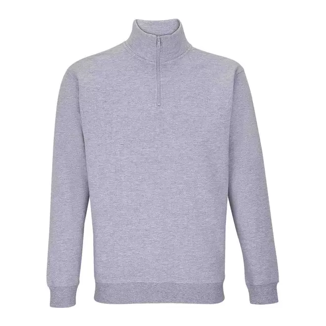 SWEAT PERSONNALISABLE DEMI-ZIP MIXTE 'CONRAD' - gris chiné