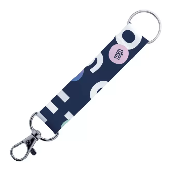 PORTE-CLE PERSONNALISABLE RUBAN 'PALOMA RPET ANNEAU' - quadrichromie