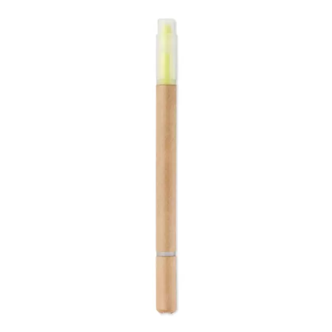 STYLO ET SURLIGNEUR PERSONNALISABLE 'RIO DUO CARTON' - jaune