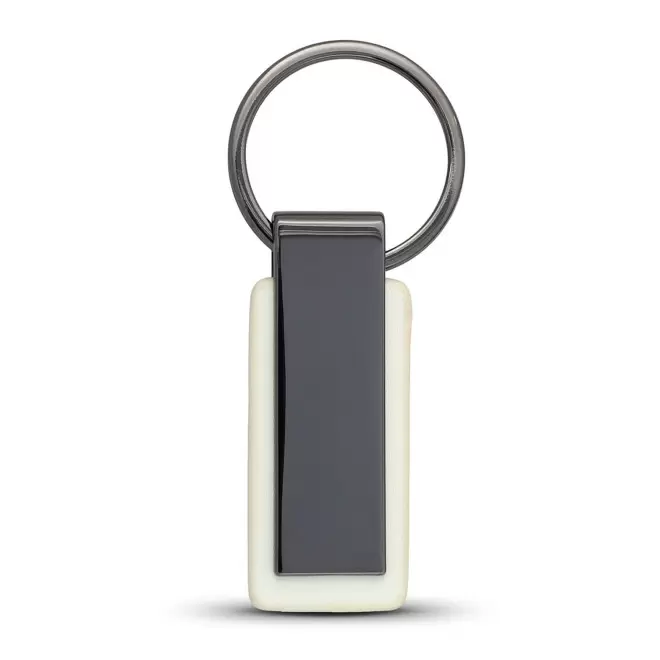 PORTE CLE PERSONNALISABLE EN PU ET ZAMAC 'COLTY' - blanc