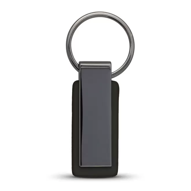 PORTE CLE PERSONNALISABLE EN PU ET ZAMAC 'COLTY' - noir