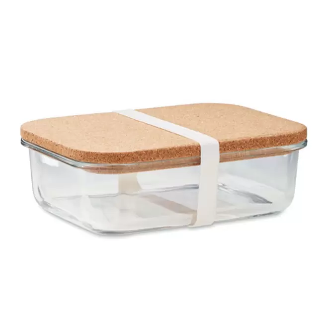 LUNCH BOX  PERSONNALISABLE EN VERRE ET LIEGE 830 ML 'BUCATI LIEGE' - transparent