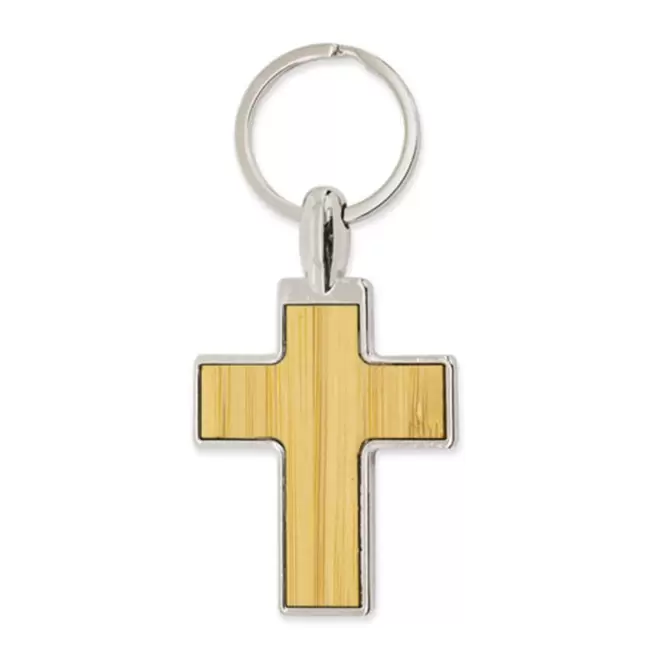 PORTE-CLÉ CROIX PERSONNALISÉ EN BOIS 'CASAWOOD' - croix
