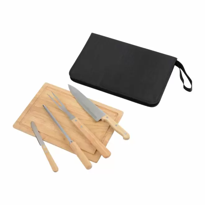 SET USTENSILES DECOUPE BARBECUE PERSONNALISABLE 'GRILO' - noir