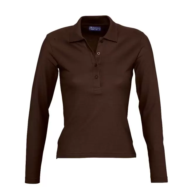 POLO PUBLICITAIRE FEMME MANCHES LONGUES 'PODIUM' - chocolat