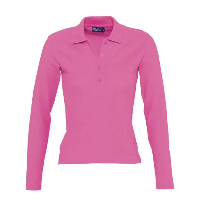 POLO PUBLICITAIRE FEMME MANCHES LONGUES 'PODIUM' - rose flash