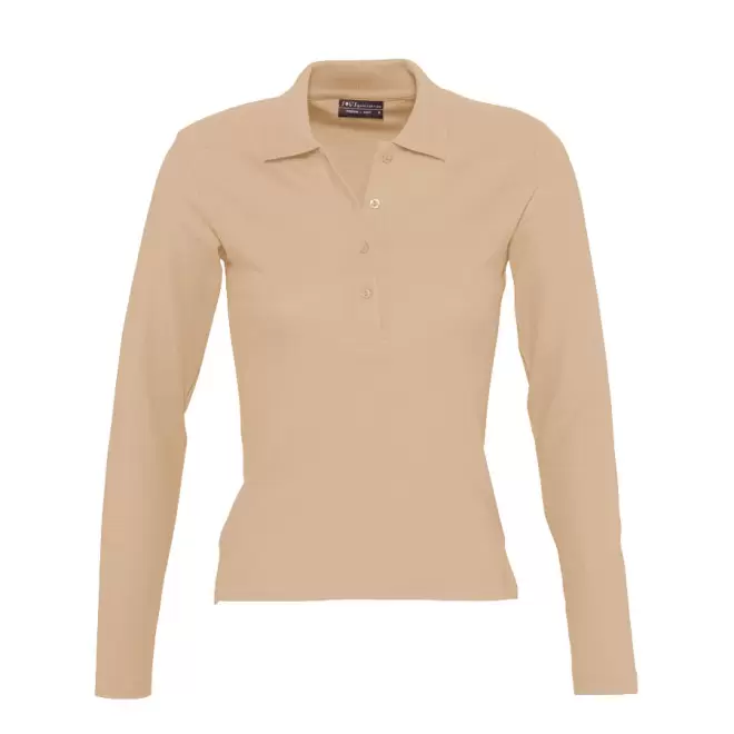 POLO PUBLICITAIRE FEMME MANCHES LONGUES 'PODIUM' - sable