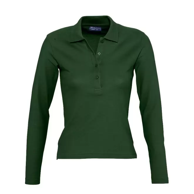 POLO PUBLICITAIRE FEMME MANCHES LONGUES 'PODIUM' - vert golf