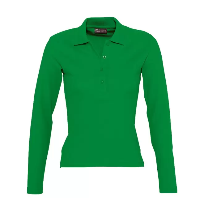 POLO PUBLICITAIRE FEMME MANCHES LONGUES 'PODIUM' - vert prairie
