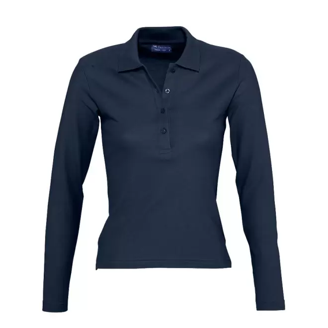 POLO PUBLICITAIRE FEMME MANCHES LONGUES 'PODIUM' - marine