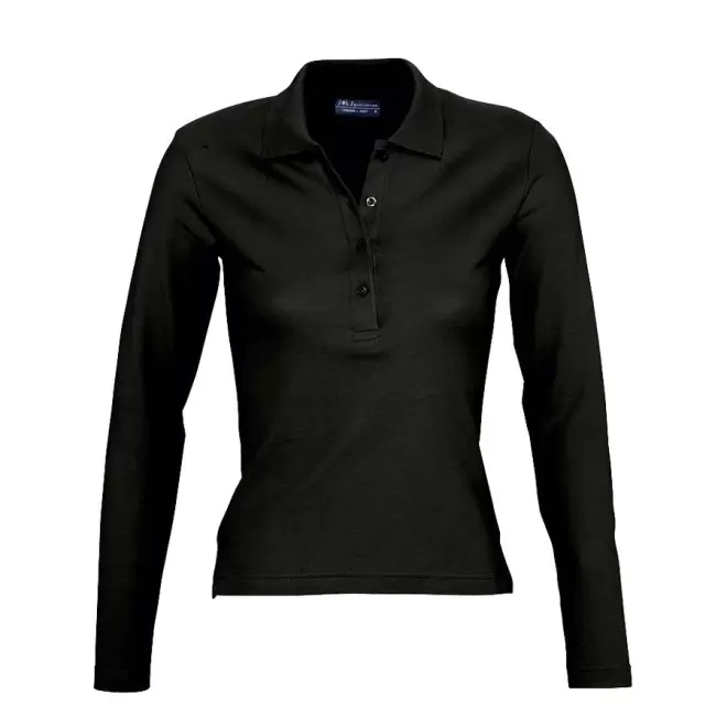 POLO PUBLICITAIRE FEMME MANCHES LONGUES 'PODIUM' - noir