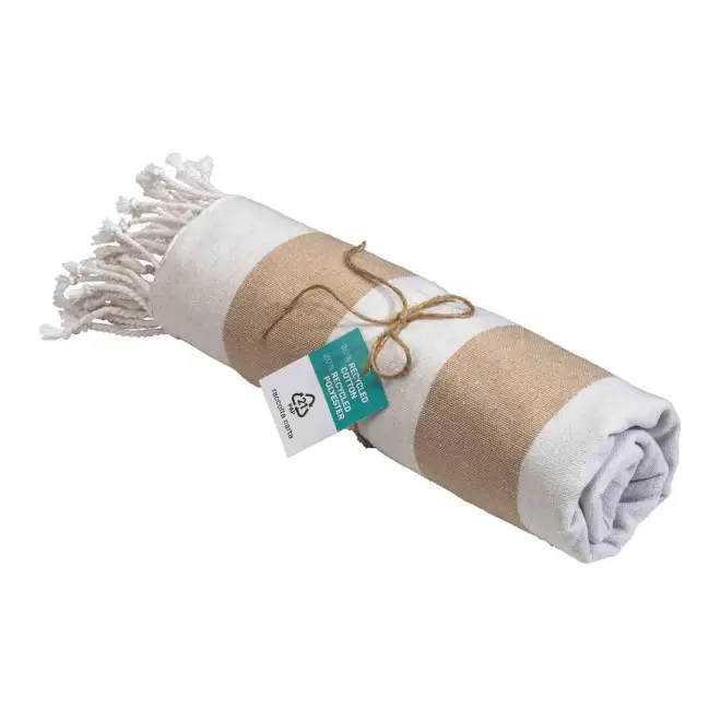 PAREO/FOUTA PERSONNALISABLE 'HORTENSE 180 RECYCLE RAYE' - écru