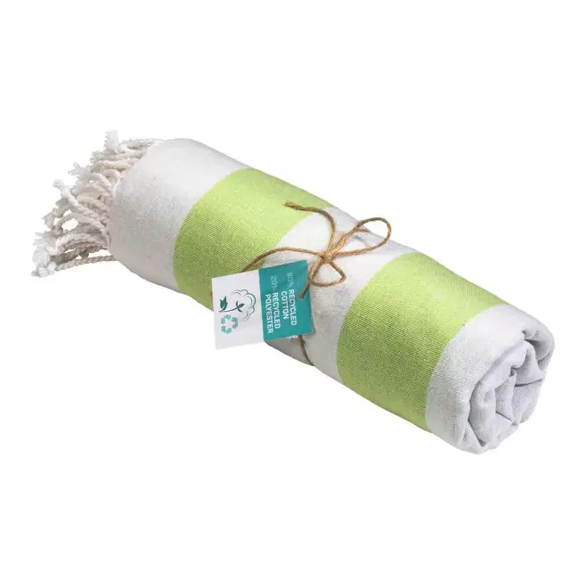 PAREO/FOUTA PERSONNALISABLE 'HORTENSE 180 RECYCLE RAYE' - vert pomme