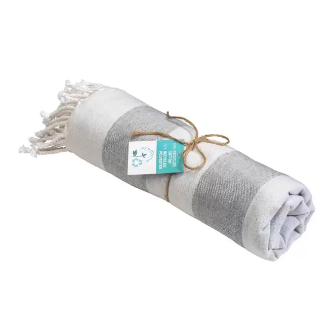PAREO/FOUTA PERSONNALISABLE 'HORTENSE 180 RECYCLE RAYE' - gris