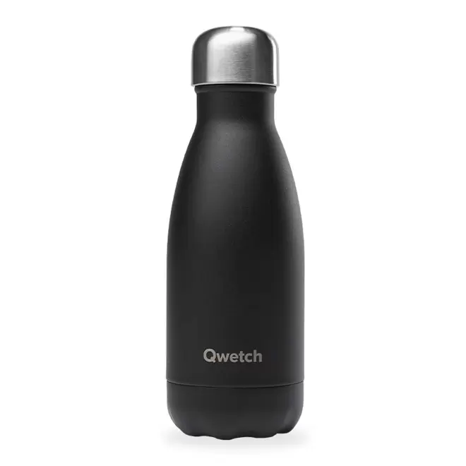 BOUTEILLE ISOTHERME PERSONNALISABLE INOX '260 ML QWETCH®' - noir mat