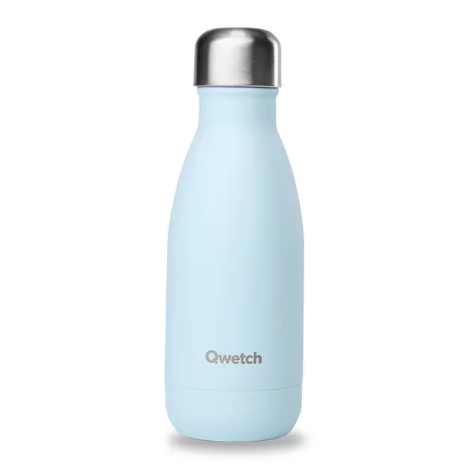 BOUTEILLE ISOTHERME PERSONNALISABLE INOX '260 ML QWETCH®' - bleu pastel