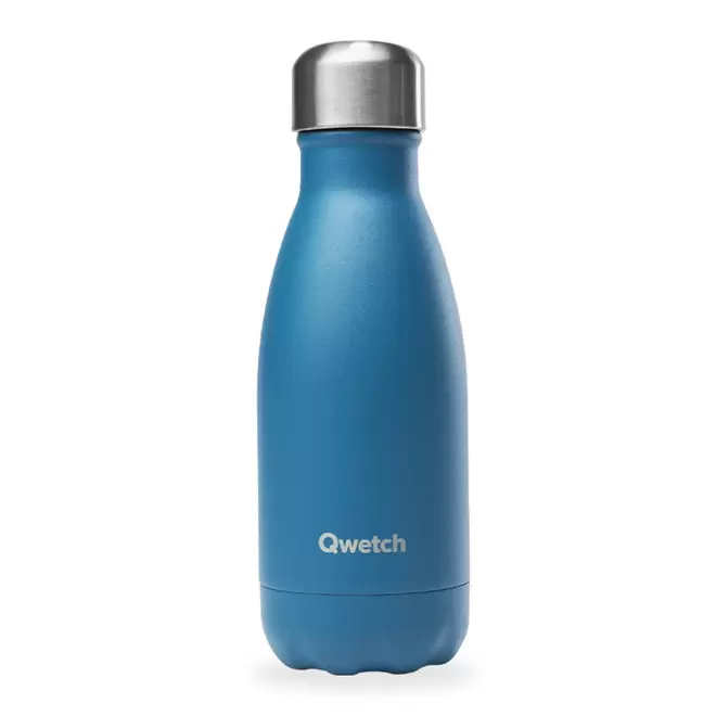 BOUTEILLE ISOTHERME PERSONNALISABLE INOX '260 ML QWETCH®' - bleu canard