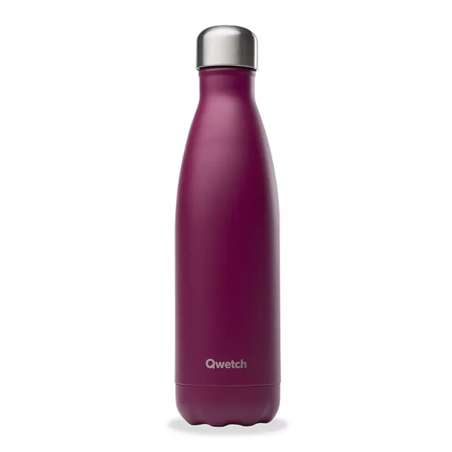 BOUTEILLE ISOTHERME PERSONNALISABLE INOX '500 ML QWETCH®' - rouge lie de vin