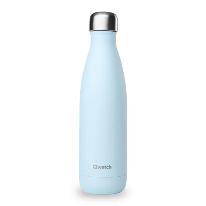 BOUTEILLE ISOTHERME PERSONNALISABLE INOX '500 ML QWETCH®' - bleu pastel