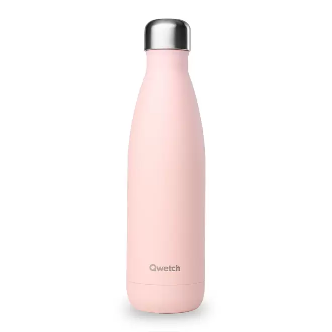 BOUTEILLE ISOTHERME PERSONNALISABLE INOX '500 ML QWETCH®' - rose pastel