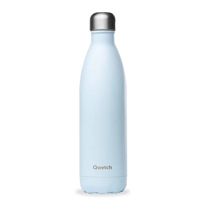BOUTEILLE ISOTHERME PERSONNALISABLE INOX 750 ML QWETCH® - bleu pastel