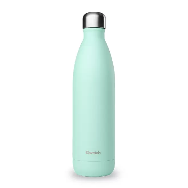 BOUTEILLE ISOTHERME PERSONNALISABLE INOX 750 ML QWETCH® - vert pastel