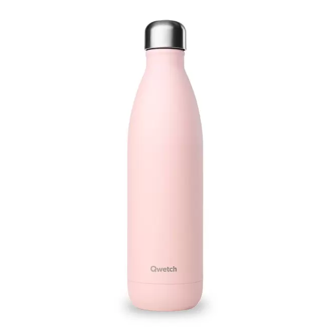 BOUTEILLE ISOTHERME PERSONNALISABLE INOX 750 ML QWETCH® - rose pastel