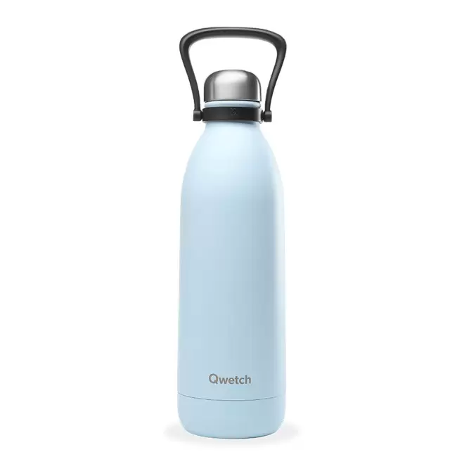 BOUTEILLE ISOTHERME PERSONNALISABLE INOX '1,5L QWETCH®' - bleu pastel